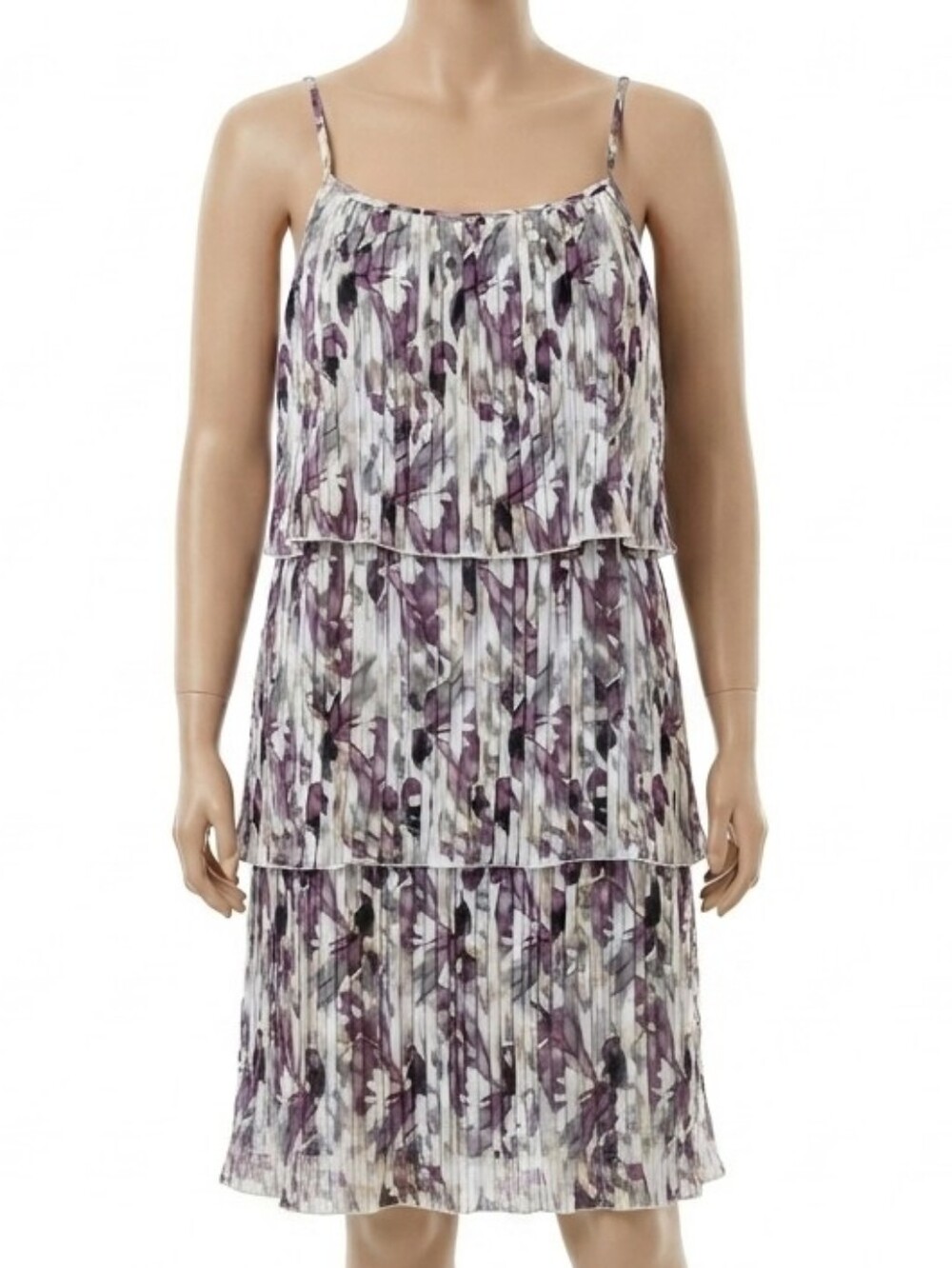 ESSENTIALS By MILANO Pleated Layer Spaghetti Strap Dress size 16